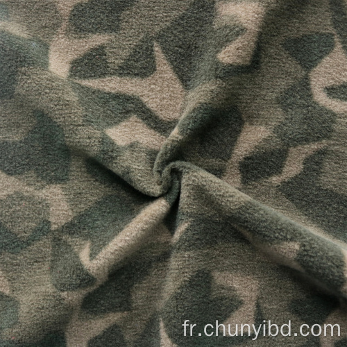 Recyclé 100% polyester doux à main motif perturbateur AOP Polar Fulce Fabric pour vêtements Costumes militaires
